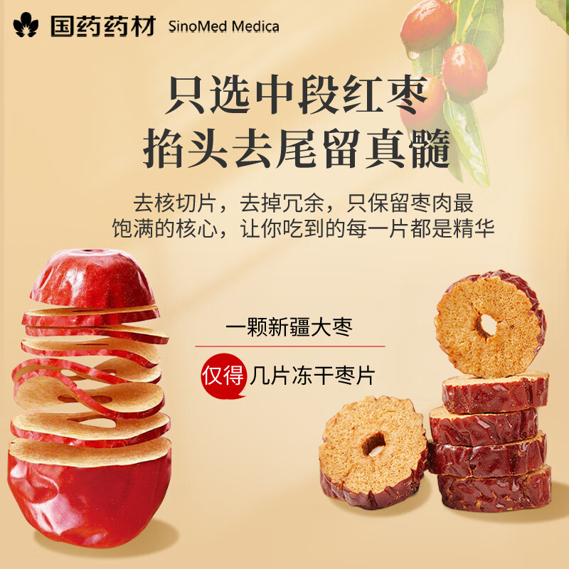 崇芝林国药药材红枣干新疆无核大枣去核红枣干免洗即食零食泡水煮粥200g 【无核即食】 200g*2罐 国药药材 只做道地好药材