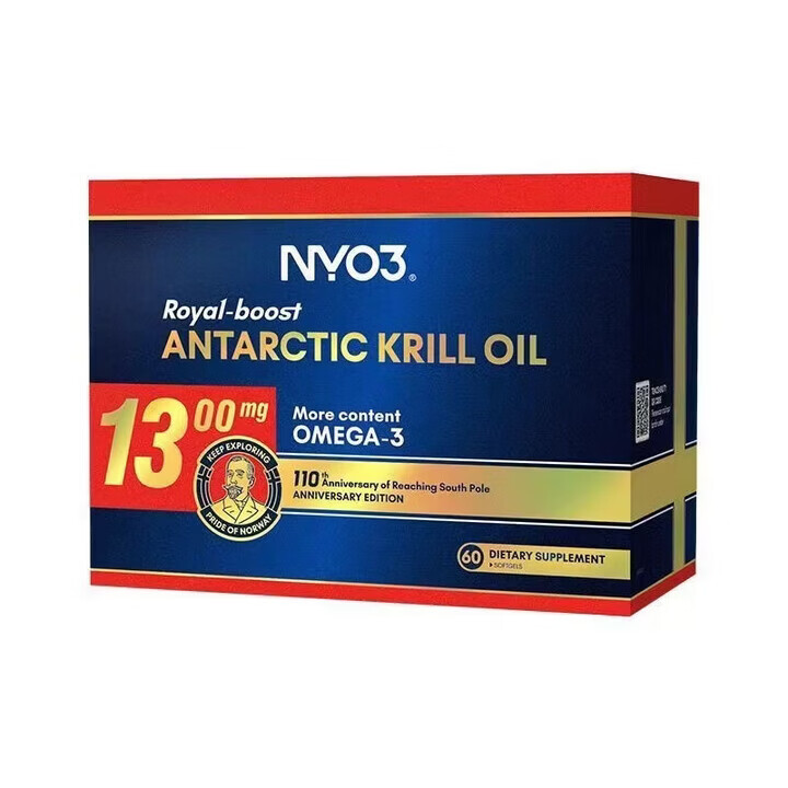 NYO3诺威佳 南极磷虾油 挪威进口 73%深海磷脂omega-3心脑血管软胶囊 至尊版阿蒙森磷虾油 60粒*1盒