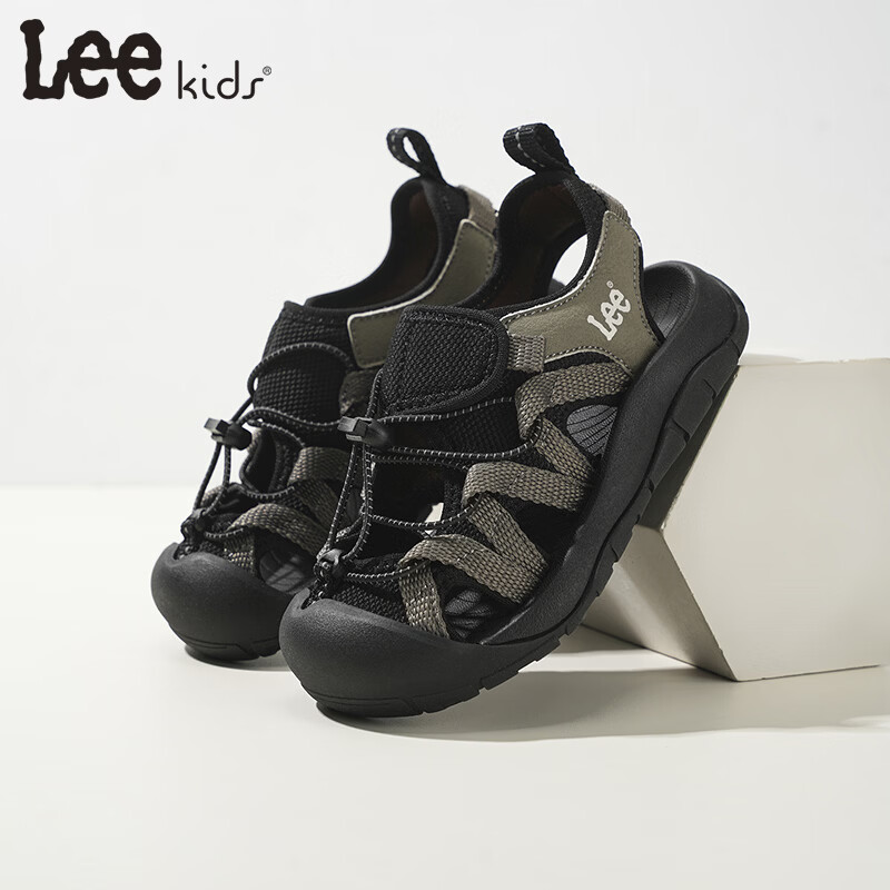 Lee童鞋夏季新款儿童包头凉鞋女童镂空沙滩鞋男大童 X0181 黑色 36 【建议脚长225mm】
