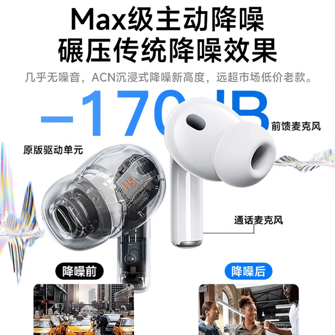 宾勋蓝牙耳机适配苹果无线2026新款入耳式主动降噪ios华强北金榜iPhone17苹果耳机airpods pro3 PRO3白色蓝牙耳机