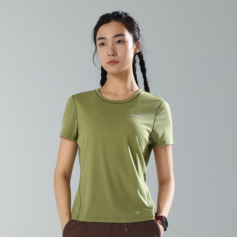 马孔多（macondo）原创单品26SS男女款羊毛运动短袖吸湿透气马拉松训练可机洗短袖 女款（黑色） 2XL