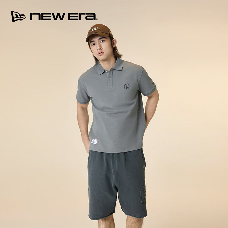 NEW ERA纽亦华26新品街头复古系列100%棉短裤宽松运动时尚男士NE 14891502-水洗黑色 S