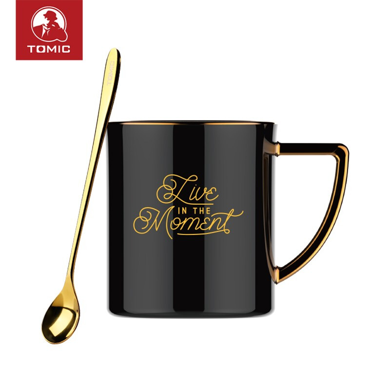 特美刻(tomic)北欧风简约描金陶瓷杯创意情侣马克杯早餐咖啡水杯子