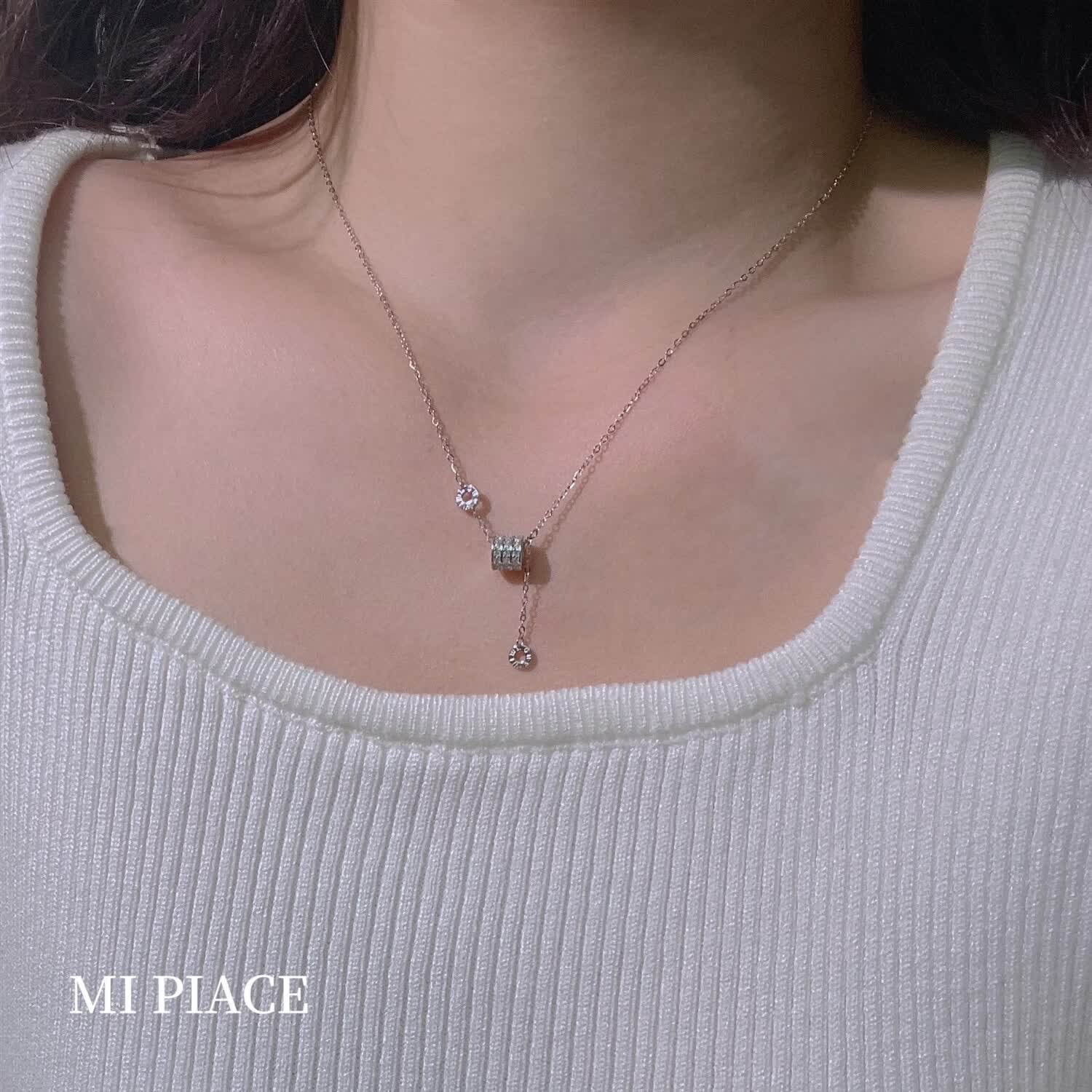 2024新款S999足银流苏满钻项链女感吊坠锁骨链批发 S999足银-(金色) 足银