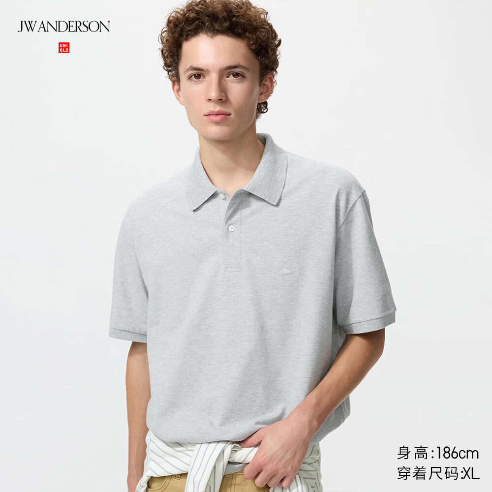 优衣库合作款/男装女装快干POLO衫/短袖T恤482304 03 灰色 L