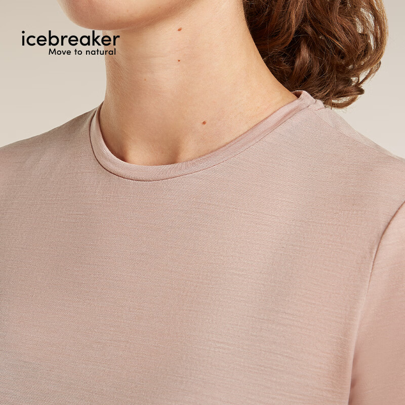 icebreaker美利奴羊毛女125 Cool-Lite可机洗户外徒步登山运动速干短袖T恤薄 0LH-霞粉 M