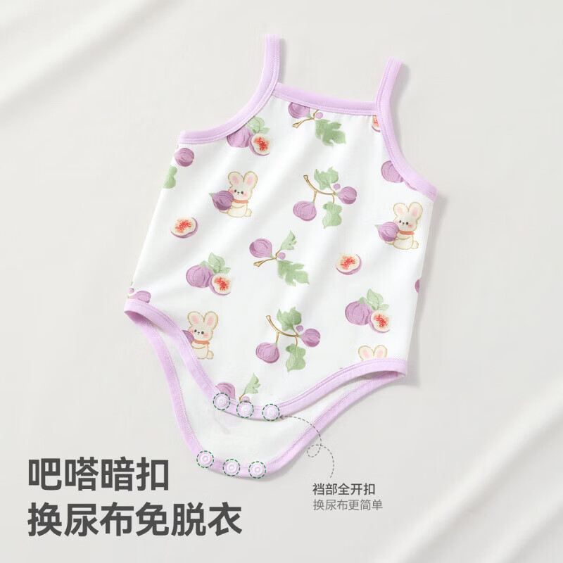 贝肽斯婴儿衣服夏季女新生儿宝宝a类纯棉包屁衣无袖连体衣哈衣 浪漫花期 -两件装 80cm