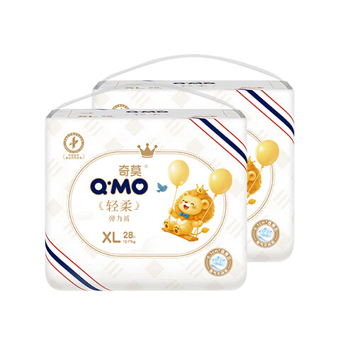 奇莫（Q-MO）轻柔拉拉裤弹力裤尿不湿 超薄透气超能吸 新旧包装随机 拉拉裤XL码56片(12-17kg)
