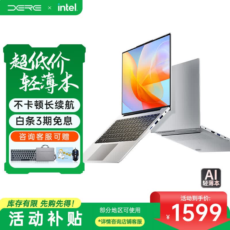 戴睿（dere）活动补贴 笔记本电脑 14英寸便携轻薄本 商务办公游戏娱乐网课手提本8G/128G