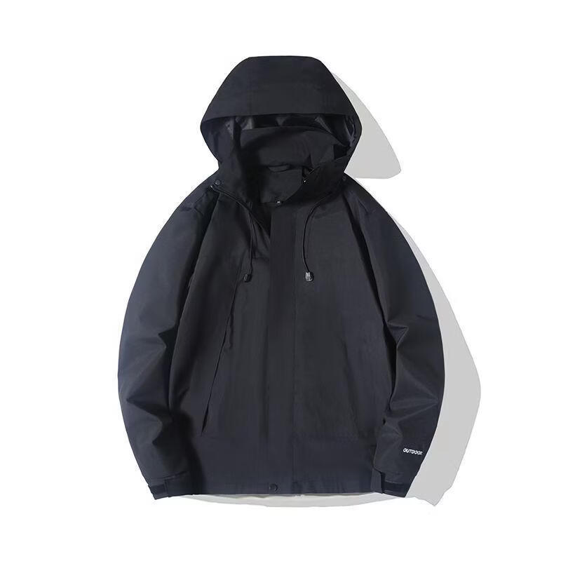 绿蜜蜂户外冲锋衣三合一防风防水女款抓绒内胆两件套加厚保暖登山服男士 黑色单冲 XXS