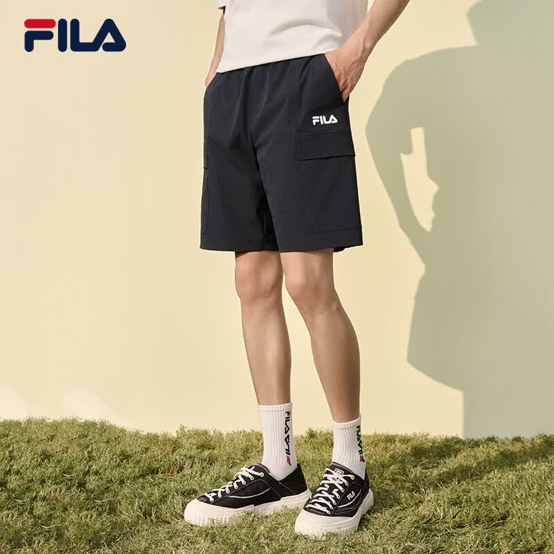 FILA 斐乐官方男士梭织五分裤2026夏新款舒适休闲时尚工装裤短裤 传奇蓝-NV L 175/84A/L