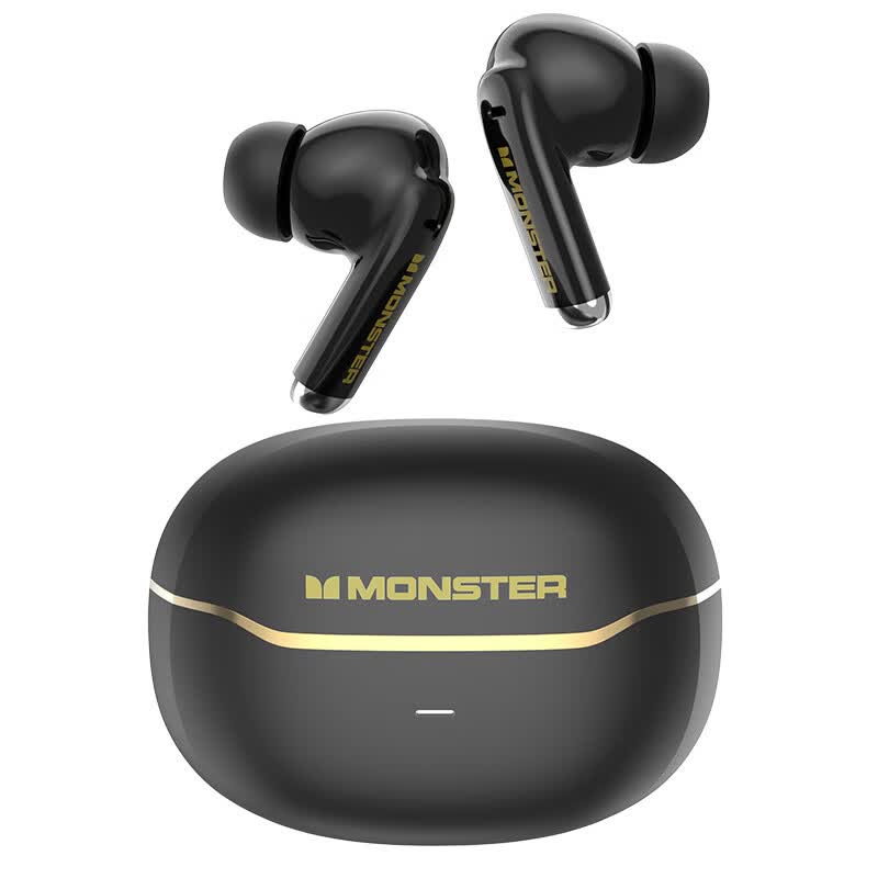 魔声(Monster)N-Lite 350 入耳式蓝牙耳机真无线高音质游戏电竞主动降噪运动耳机 手机通用 黑色【ENC降噪+40h续航】