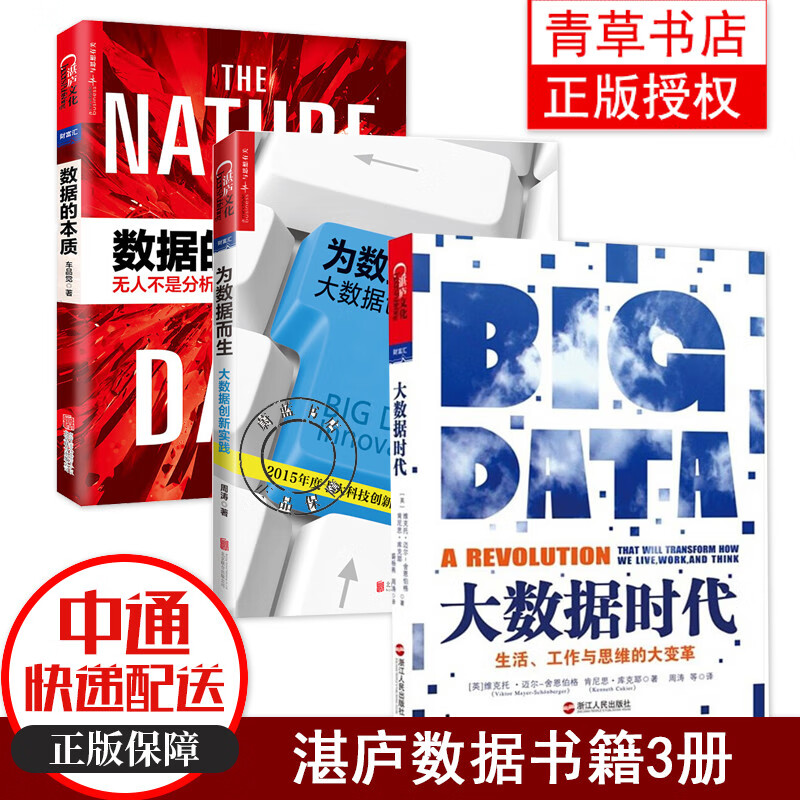 套装3册 数据的本质+为数据而生：大数据创新实践+大数据时代-生活.工作与思维的大变革