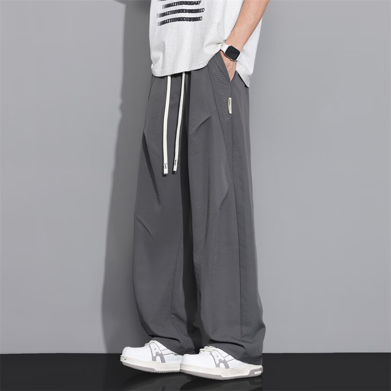 ROYAL PALM POLO SPORTS CLUB美式运动休闲裤男士夏季薄款宽松直筒阔腿大码潮流长裤子男 绿灰色 XL