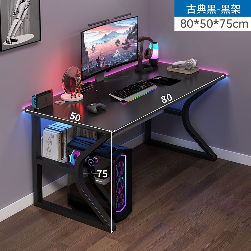 咏幻转角电脑桌卧室家用双人拐角电竞桌L型书桌书架一体组合办公桌子 转角可互换-80x50黑色