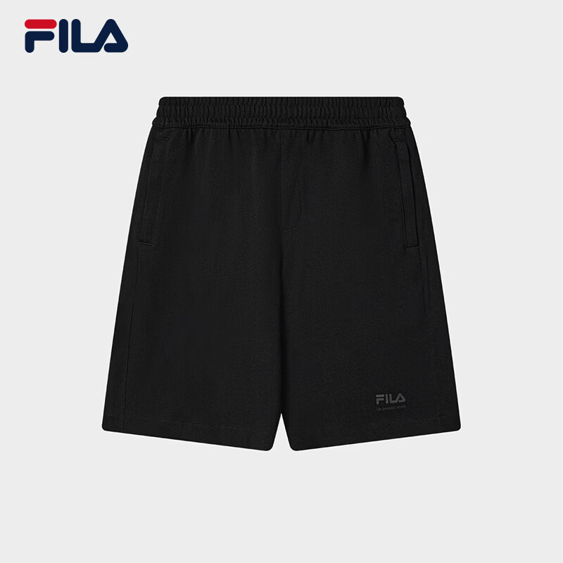 FILA 斐乐官方男士针织五分裤2026夏新款裤子休闲裤舒适纯棉短裤 正黑色-BK L 175/84A/L