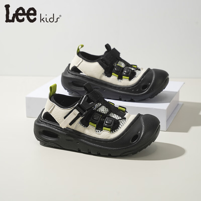 Lee童鞋夏季新款儿童沙滩凉鞋女童包头防滑涉水鞋男童 黑米 36 【建议脚长222mm】