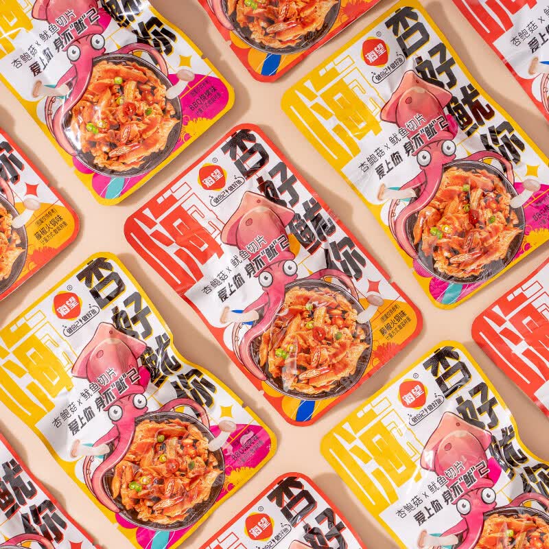 海望杏好鱿你500g鱿鱼杏鲍菇烧烤藤椒火锅味开袋即食休闲解馋零食小吃 500gBBQ烧烤味【约22小包】