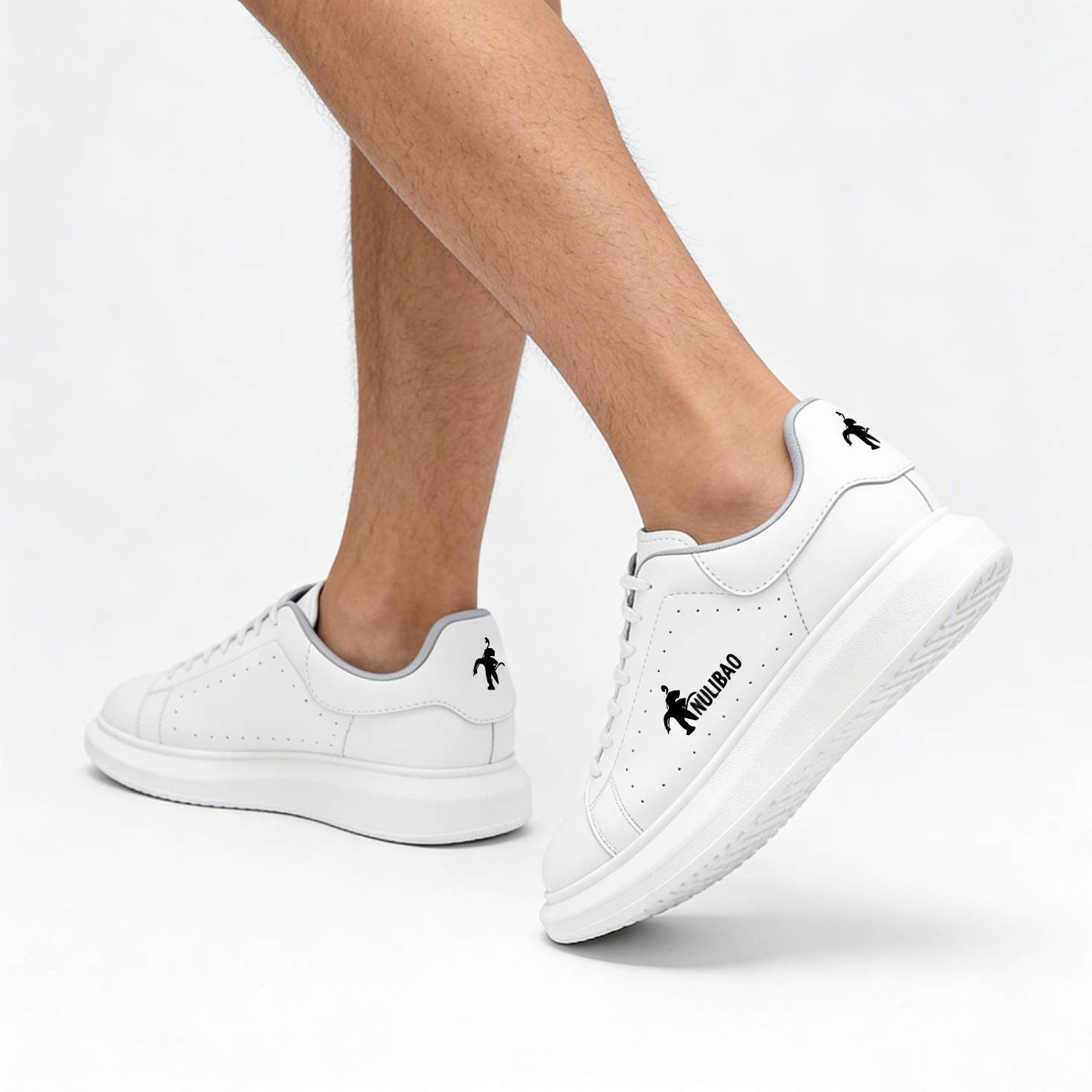 勤豹（NULIBAO）【抗污免洗】小白鞋男增高厚底透气休闲时尚潮流百搭轻便软底板鞋 白色 44 (270mm)