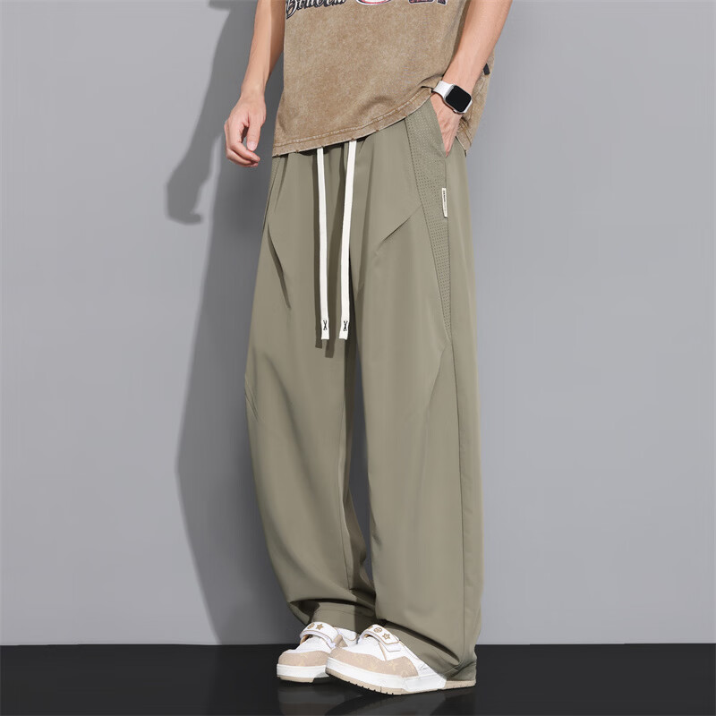 ROYAL PALM POLO SPORTS CLUB美式运动休闲裤男士夏季薄款宽松直筒阔腿大码潮流长裤子男 绿灰色 XL