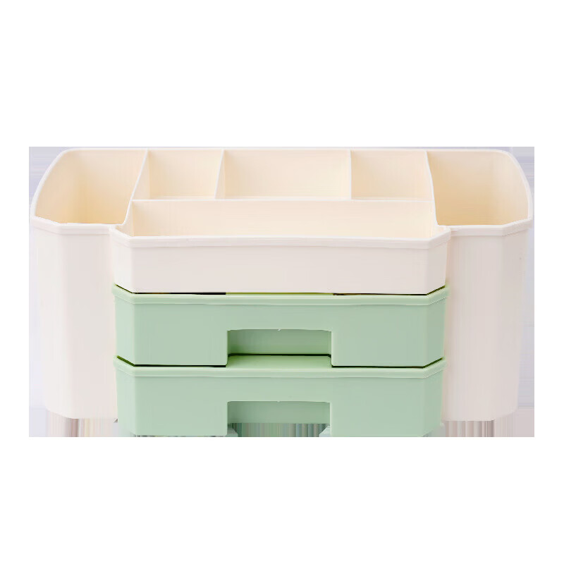 智权抽屉式收纳盒大容量办公室桌面整理置物架学生宿舍文具收纳盒多格 蓝色收纳盒【双抽屉】送贴纸 新款限时