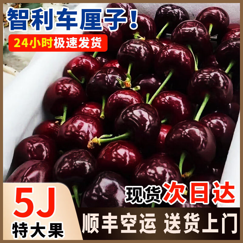 大樱桃智利车厘子新鲜水果装礼盒高档水果整箱当季顺丰 2斤(净重) 斤 J 26mm(含)-28mm(不含)