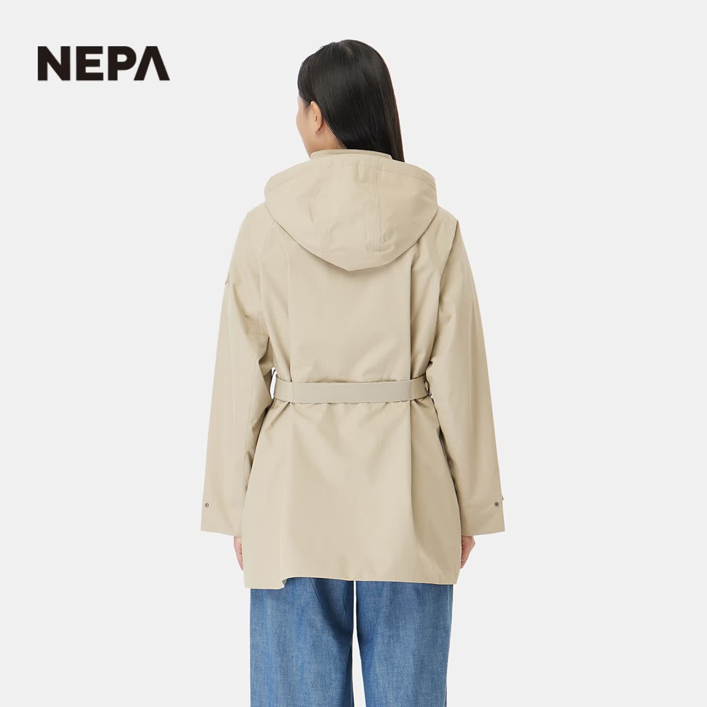 NEPA耐葩26年春夏户外女士防水冲锋衣时尚收腰风衣版型夹克7M20561 中米色 D43 XXS 155/80A(085) NEPA耐葩26年春夏户外女士防水冲锋衣时尚收腰风衣版型夹克7M20561 中米色 D43 XXS 155/80A(085)