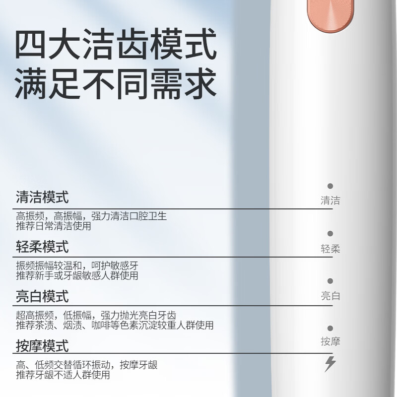 博皓（prooral）电动牙刷声波振动智能牙刷成人专用便携电动牙刷男女士送情侣父母朋友礼物 T39 月牙白