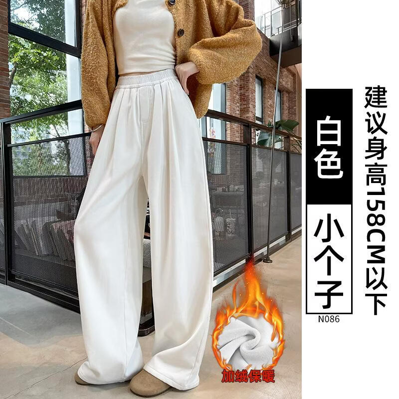 天丝牛仔裤女夏季薄款2026新款小个子垂感松紧腰宽松冰丝阔腿裤子 加绒-白色【小个子】 XL 【131-150斤】