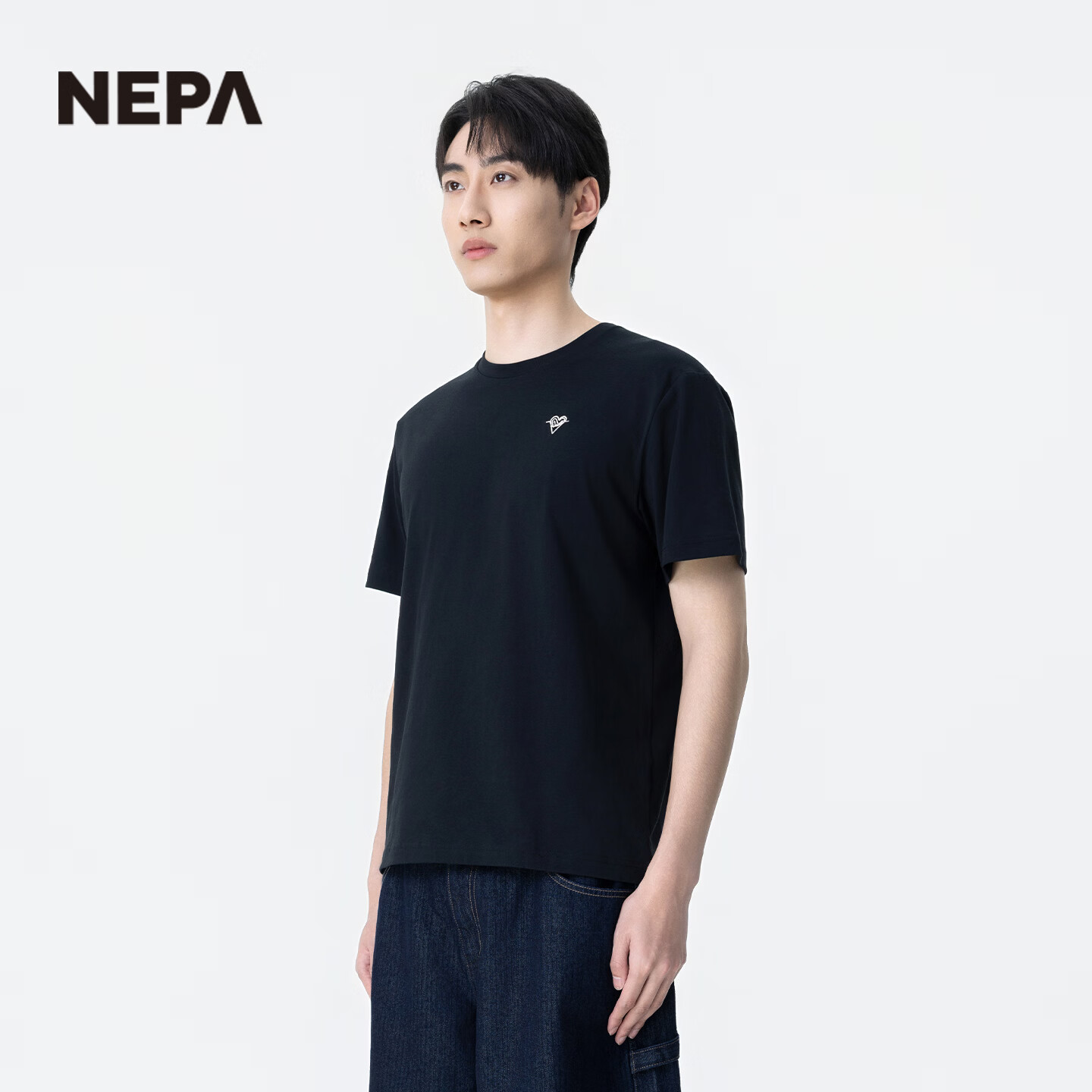 NEPA耐葩26春夏新款男圆领T恤轻薄透气户外运动宽松短袖7M35375 黑色 C01 L 180/96A(105)