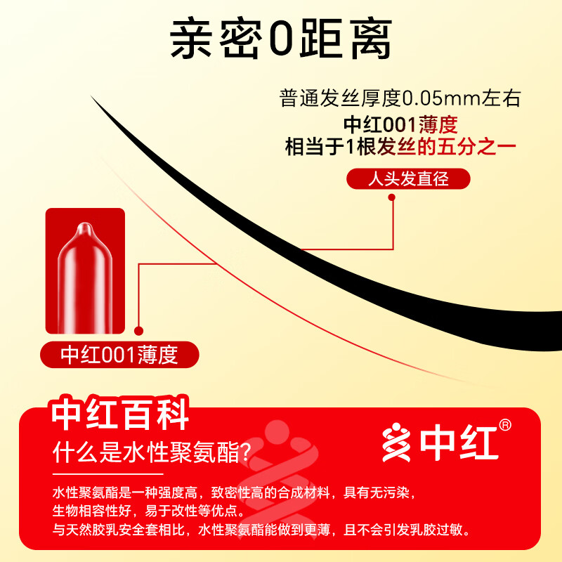 中红001避孕套超薄隐形裸入安全套套水润滑计生情趣成人用品byt 经典至薄001- 3 只装便携款
