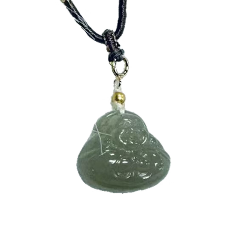 珠世福18K金镶玉天然和田玉无事牌吊坠 平安牌 女士高端玉石项链收藏级 平安扣