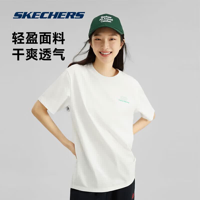 斯凯奇（Skechers）夏季男女情侣同款缤纷休闲系列透气半袖针织短袖T恤L226U080