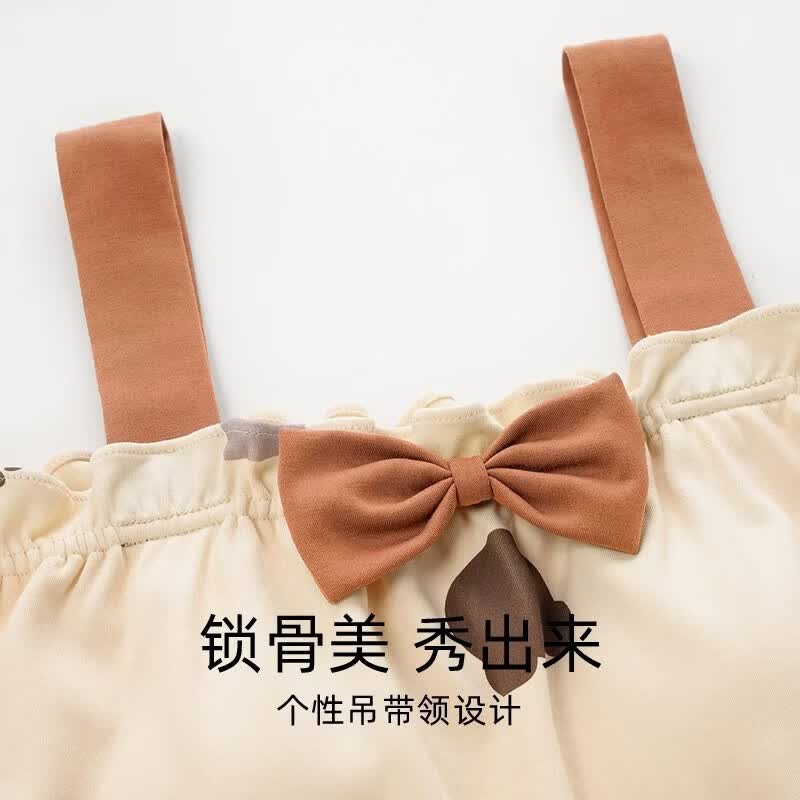 莫代尔纯棉吊带睡裙女夏季薄款2026新款少女甜美可爱学生带胸垫睡衣 奶杏小熊30M1206 L 建议100-120斤 现货,当日发