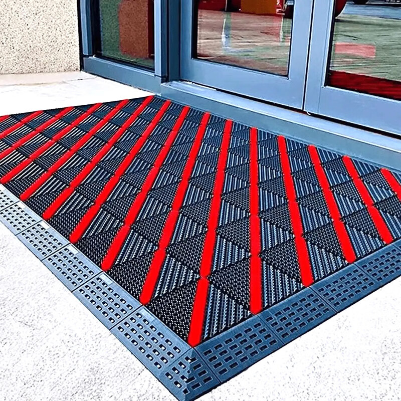 室外防滑地垫台阶楼梯酒店门口进门入户门店蹭灰刮泥户外商用脚垫 单刷灰块红刷 60cm*90cm 四周含边+安装锤 京东折扣/优惠券
