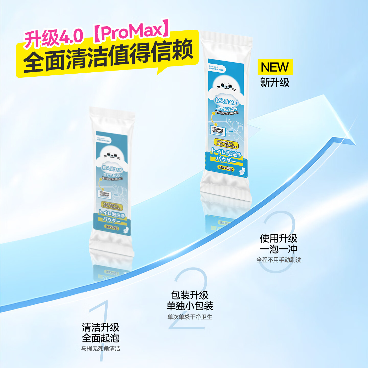 Little seal智能马桶泡泡粉40g洗厕所清洁剂除垢洁厕灵清香型除臭清洁神器 马桶泡泡洁厕粉40g【5袋】