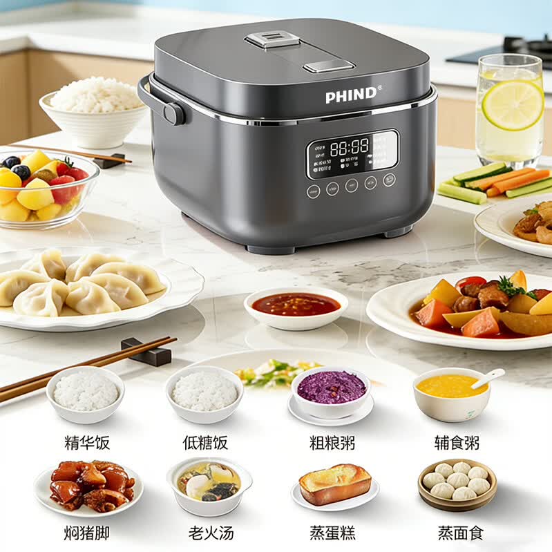 PHIND电饭煲电饭锅家用纯钛0涂层多功能智能米饭锅煮粥锅小型1-2-3-4-5人 月光银 3L 【国家补贴】