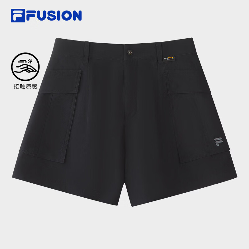 FILA FUSION斐乐潮牌梭织短裤女2026秋季新款宽松凉感裤子工装裤 正黑色-BK S 160/62A/S