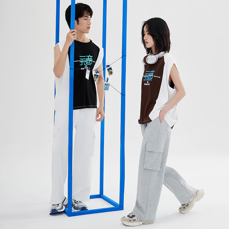 顶瓜瓜睡衣女款2026新款夏款顶呱呱无性别通用宽松无袖背心 米撞咖 3XL (180)