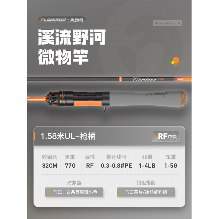 佳釣尼（JIADIAONI）新品路亞竿裸桿專用遠投單竿泛直柄槍柄微物ul馬口魚竿 1.58m 火烈鳥UL-槍柄_馬口微物竿