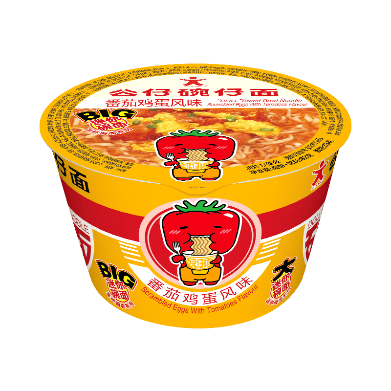 公仔面大碗仔big 香港品牌 公仔碗仔面大碗泡面 方便面速食整箱 番茄鸡蛋味（12碗/箱）