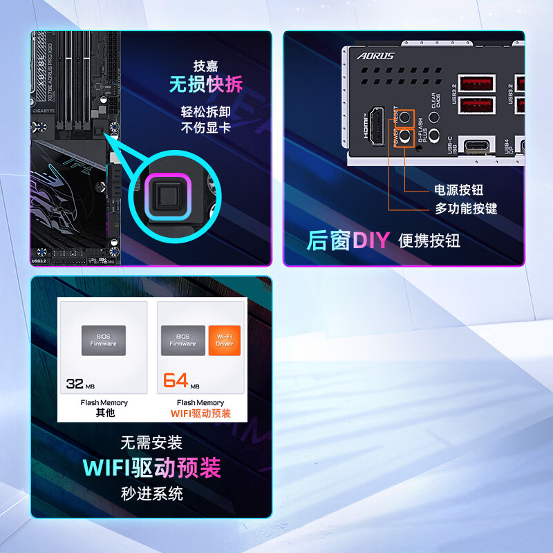 技嘉(GIGABYTE)X870E AORUS PRO X3D WIFI7 电竞雕主板DDR5支持AMD CPU AM5 9700X 9950X 9900X 9600X