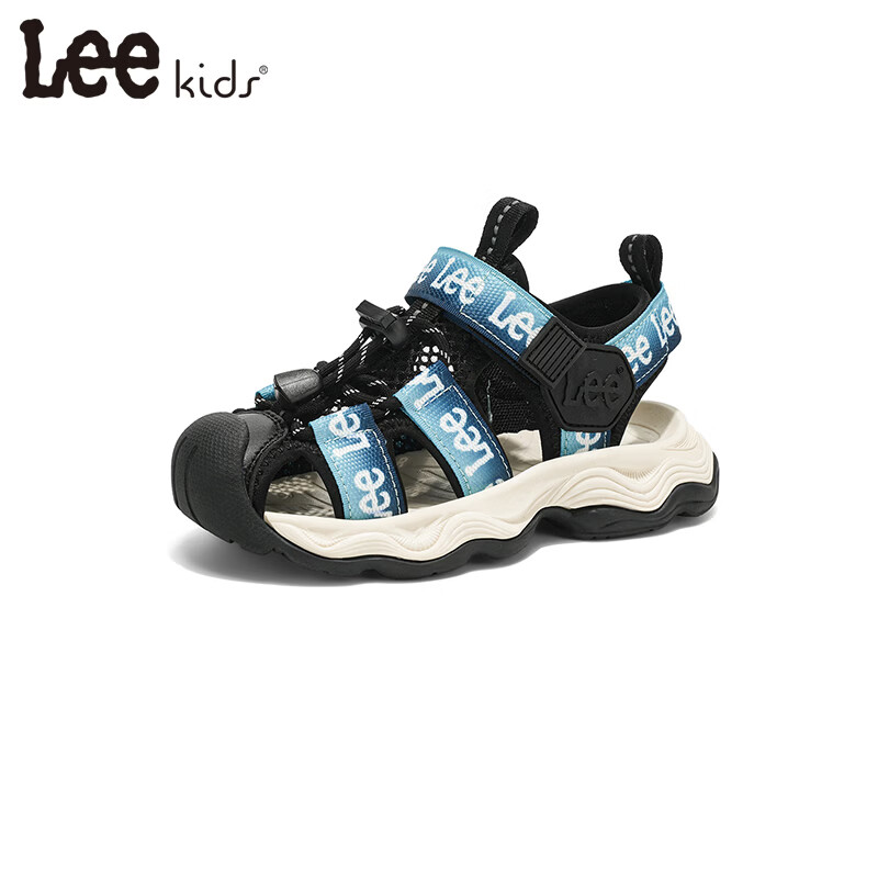Lee童鞋夏季新款儿童包头涉水凉鞋女童百搭防滑沙滩鞋男大童 黑蓝 36 【建议脚长225mm】