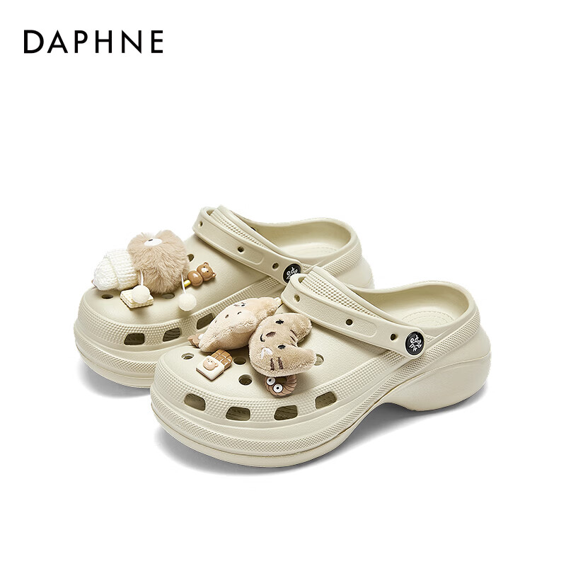 DAPHNE达芙妮官方厚底洞洞鞋女2025新款外穿拖鞋沙滩凉鞋女休闲百搭凉鞋ZJ 其他白色 40