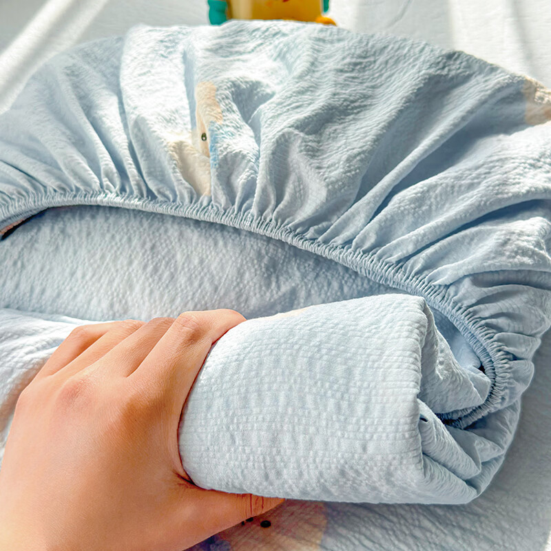 雅鹿A类双层纱床笠床罩单件席梦思床垫保护套罩宿舍全包床单四季通用 蓝色领结狗【A类面料 软糯松软】 150x200cm-单床笠