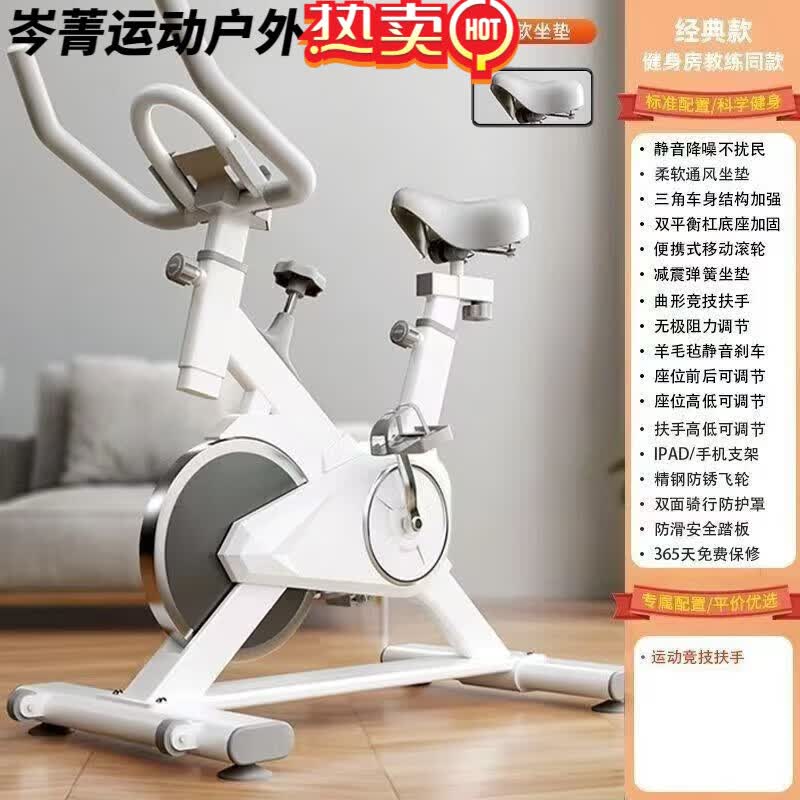 伽文动感单车家用健身器材脚踏有氧锻炼自行车运动室内房专用骑车 白色标准款+手机支架