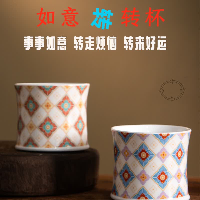 jdz景德镇陶瓷旋转茶杯防烫品茗杯主人杯酒杯红茶杯转转杯手工文创 清蓝款 京东折扣/优惠券