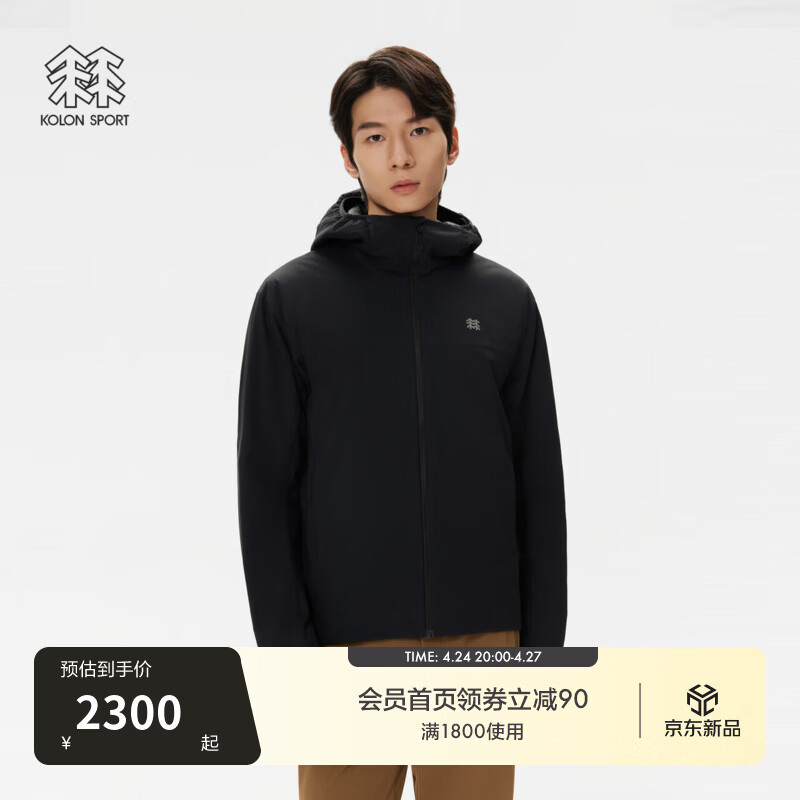 KOLON SPORT/可隆户外棉服 男士防泼水透湿防风防静电轻量夹克 LHPJ5WN079-BK 黑色 M 170/92A