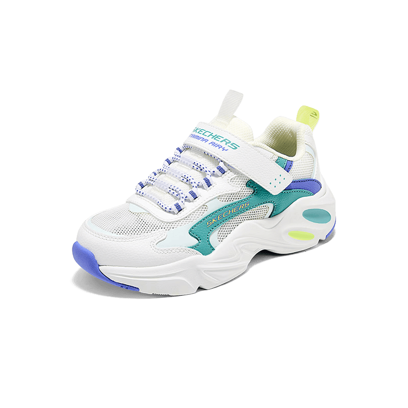 Skechers斯凯奇儿童夏季透气新款魔术贴老爹运动鞋复古缓震跑步鞋303967L 透气/男童/白色/蓝色/WBL 37