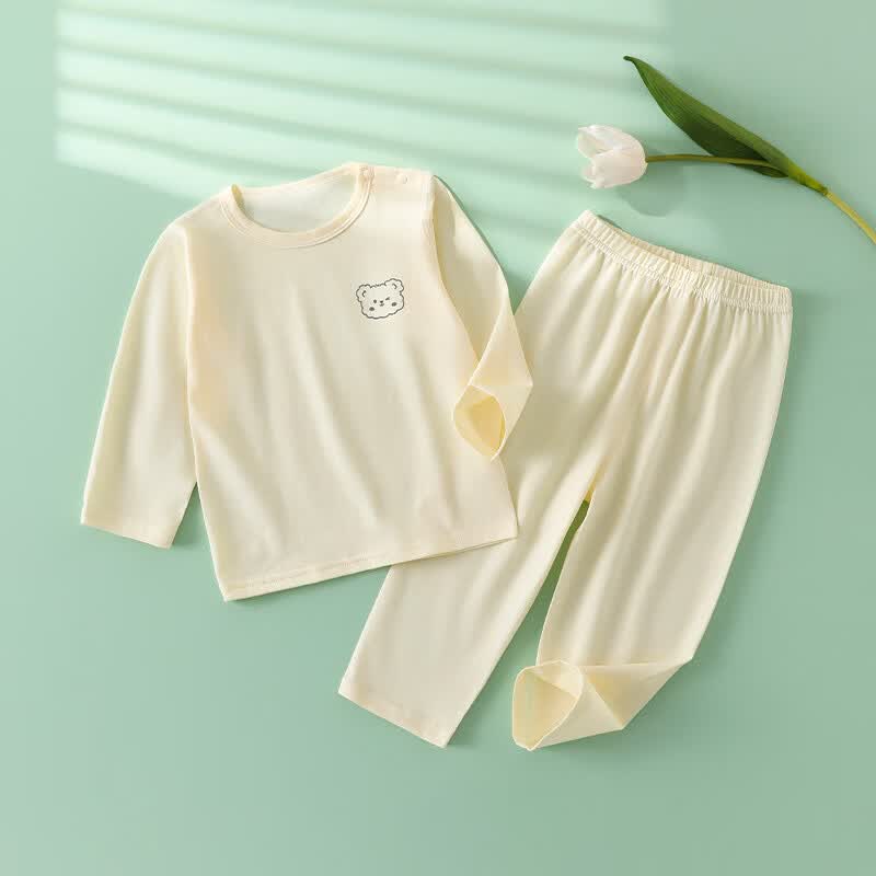 wua·wua儿童睡衣男女宝宝夏季空调服婴儿纯棉长袖长裤家居服套装 黄+粉-更划算 110